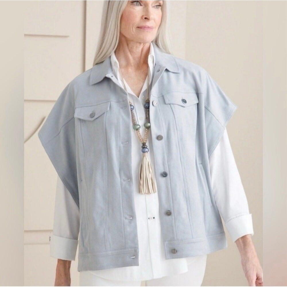 Chico’s Ruana Open Sided Jacket Vest Sz. L/XL Blush Pink